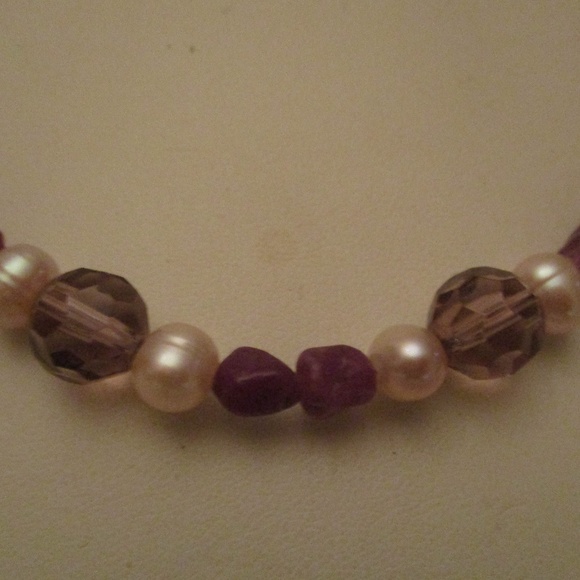 PEARL AMETHYST CRYSTAL STERLING SILVER NECKLACE - Picture 4 of 8
